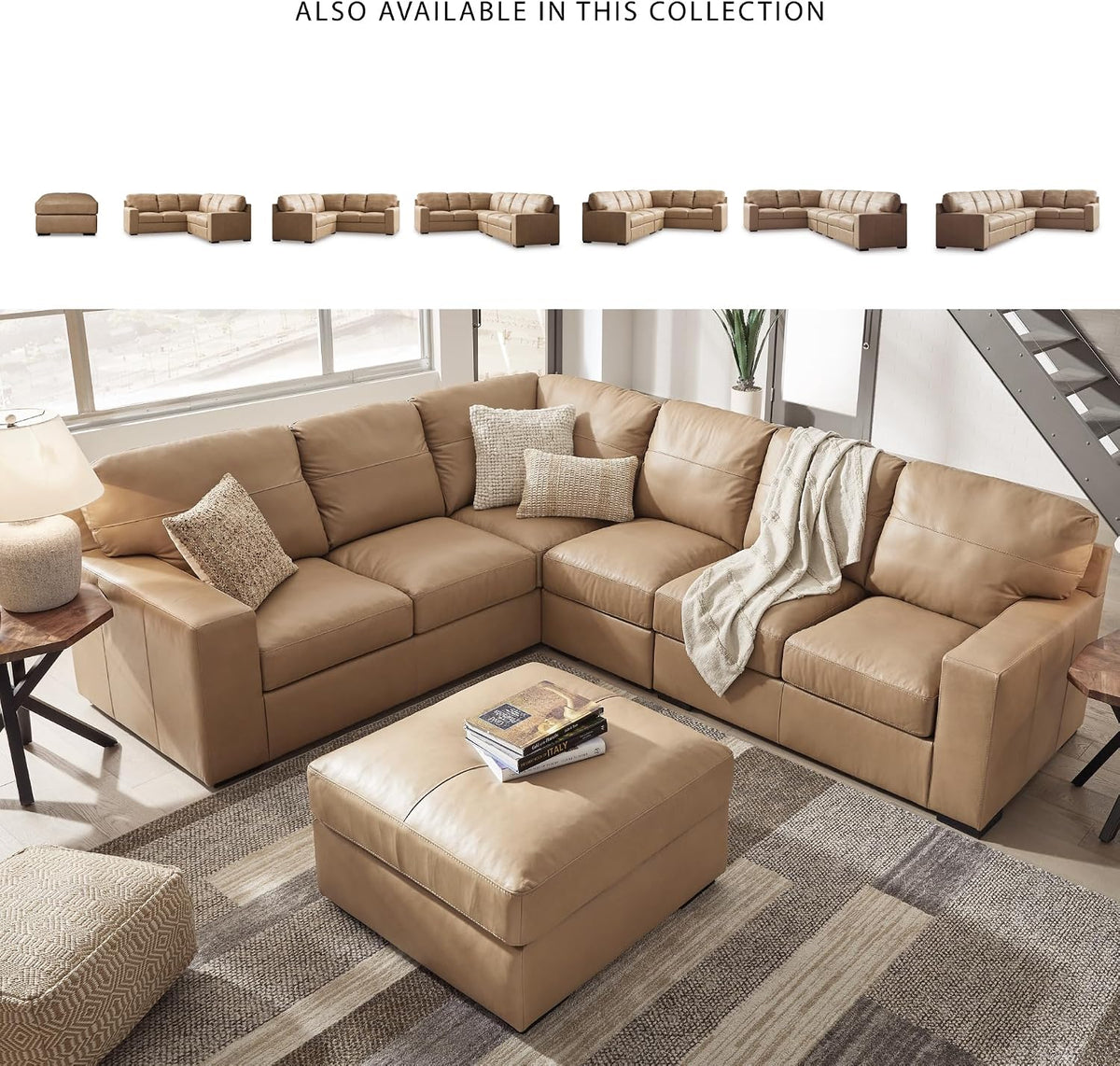 Signature Design by Ashley Bandon Oversized Accent Ottoman, Square Top Grain ...