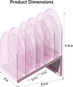 OUTIOE 5-Section Desk File Organizer, Metal Mesh Folder Organizer - Image 4