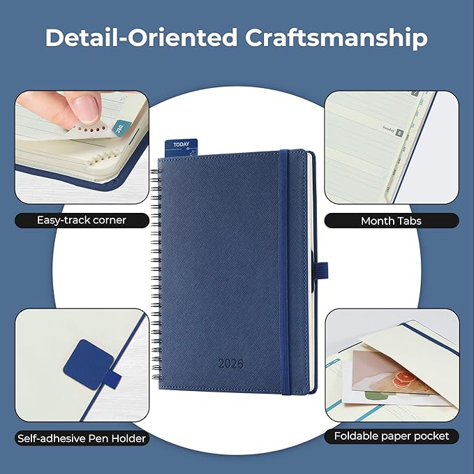 IN-LUXPRO Planner 2026 Daily Weekly and Monthly, 12 Months Spiral Bound - Image 6