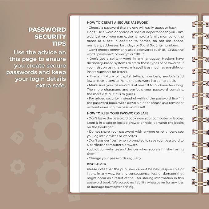 Clever Fox Password Book Spiral – Internet Address & Password Organizer - Image 5