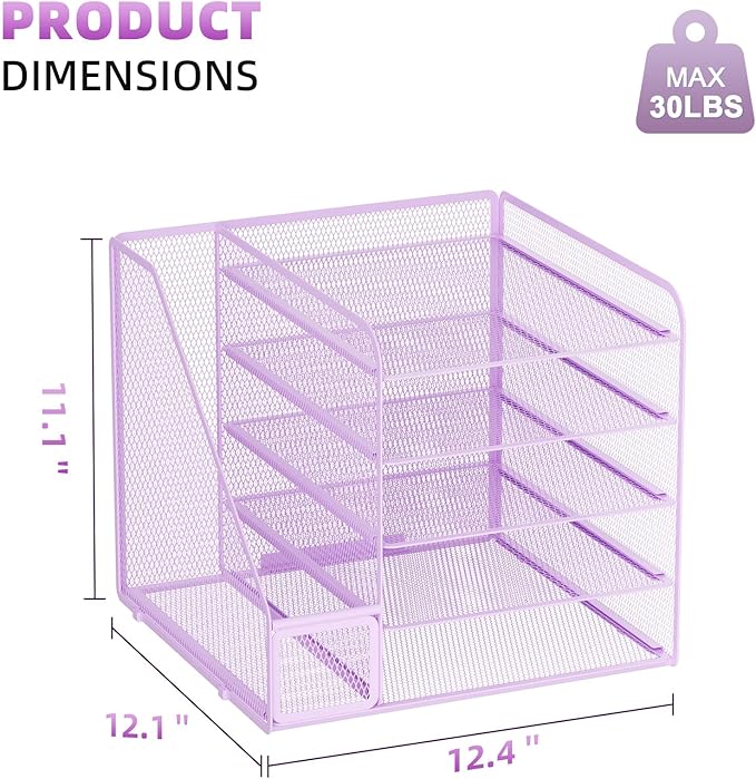 Marbrasse Desk Organizers and Accessories, 5-Tier Paper Letter Tray Organizer - Image 6