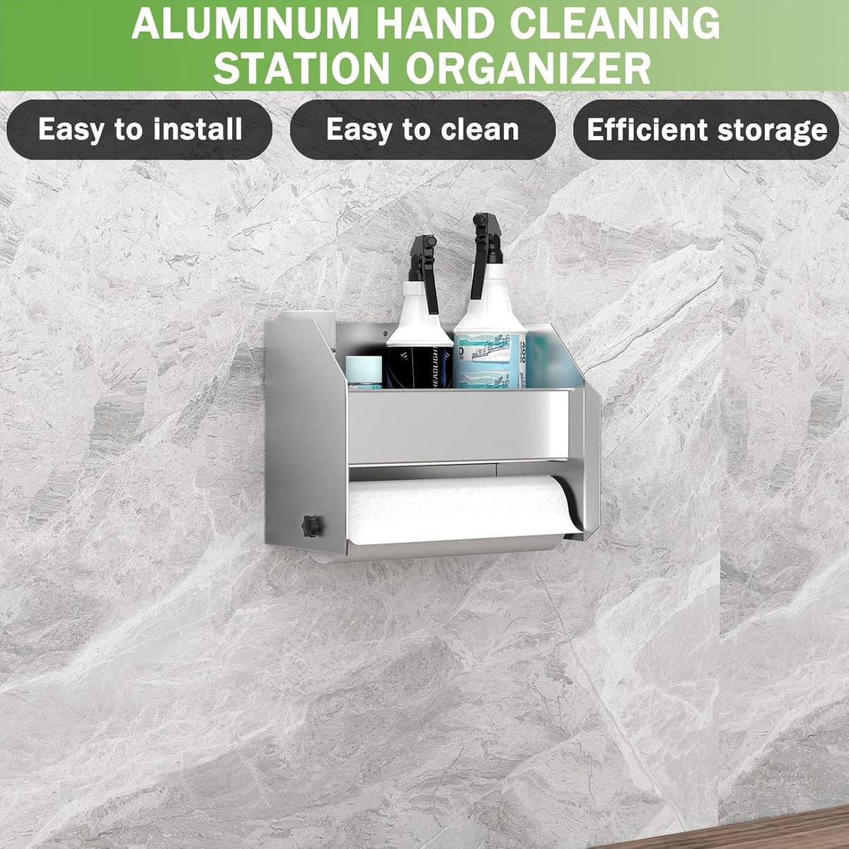 woiron aluminum hand cleaning station organizer bracket (silver), package contents