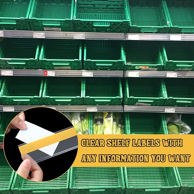 Fainne 50 Pcs 1.25 Inch Shelf Label Strip Holders Plastic Wire Shelf Price Tag - Image 6