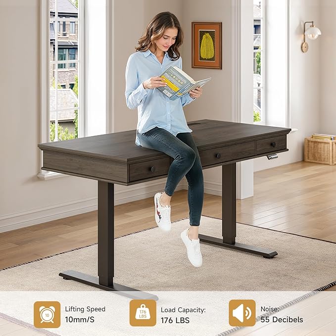 ONBRILL Standing Desk with Drawers, 55 x 23 Inch Electric Height Adjustable - Image 9