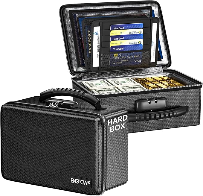 ENGPOW Fireproof Money Box, Small Hard Case Fireproof Box by ENGPOW