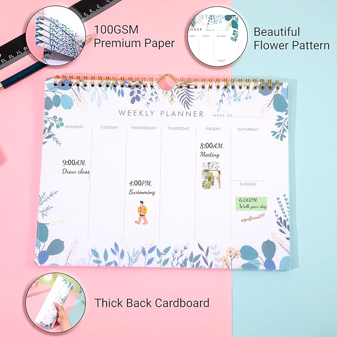 8.5x11 Weekly Planner Notepad Undated To Do List Note pad 52 Weekly Desk Wall - Image 3