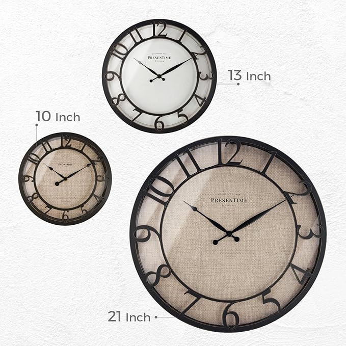 Presentime & Co 13" Farmhouse Series Wall Clock, Vintage Style, Retro Clock - Image 6