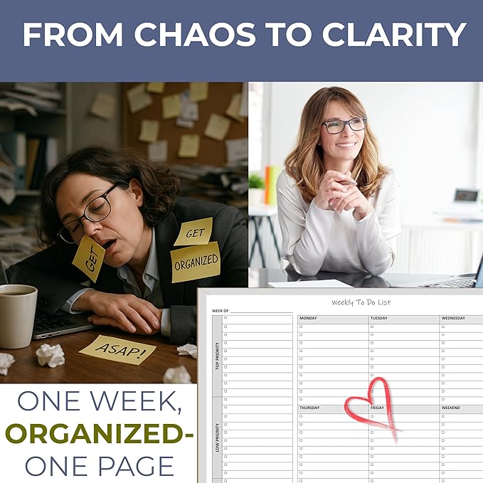 Life Charge Weekly To Do List Planner Notepad, 60 Page Task Planning Pad - Image 4