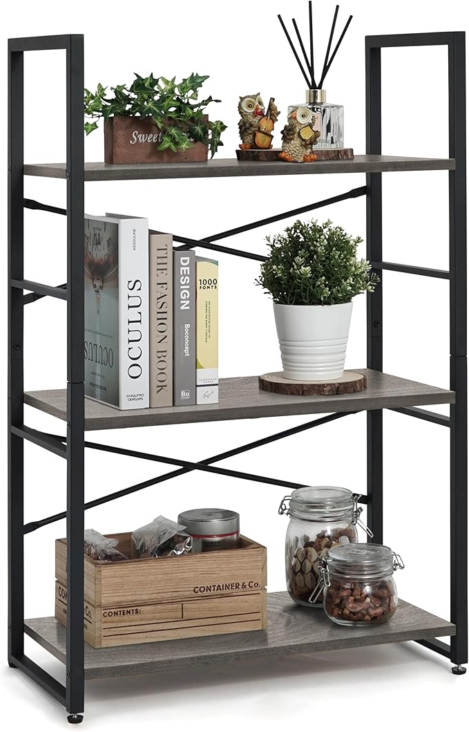 CAPHAUS 3 Tier Small Bookshelf, 24 Inch Width Free Standing Shelf, Bookcase by CAPHAUS