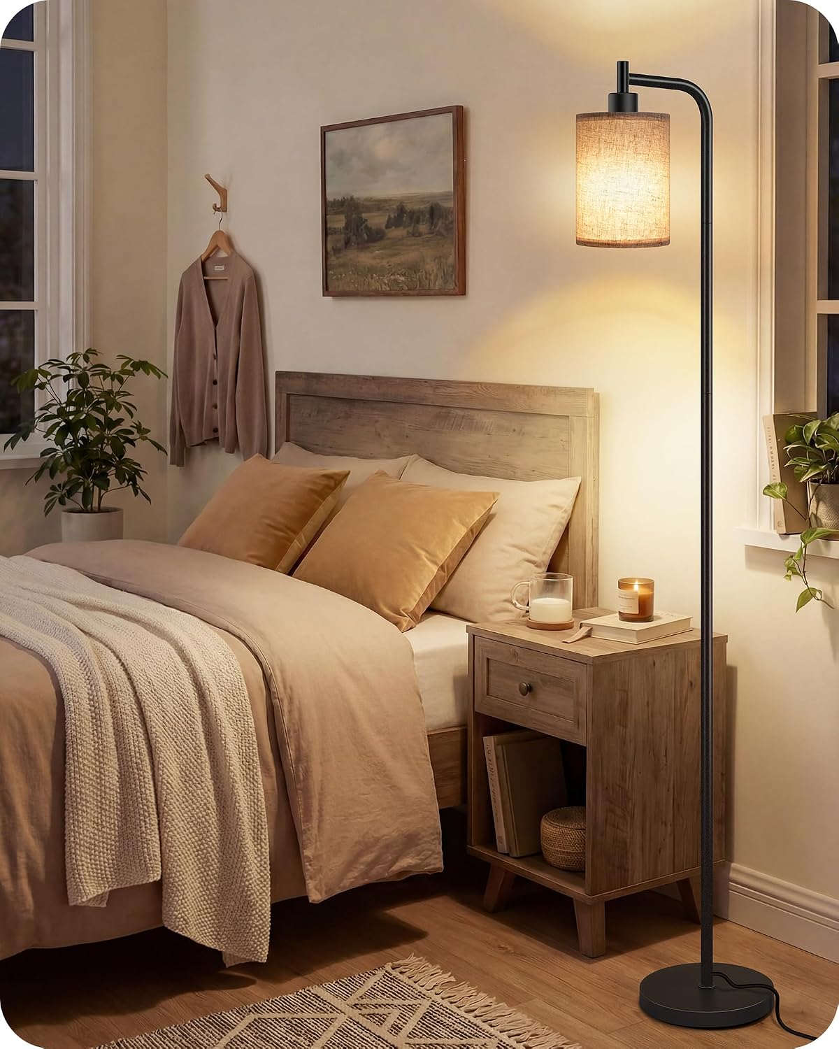 Dimmable Floor Lamp for Living Room with Remote & 10W Bulb