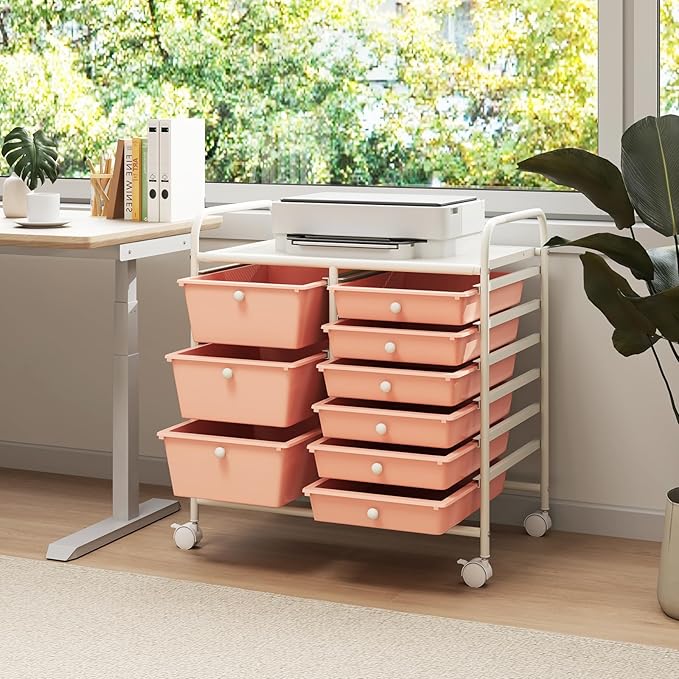 LDAILY 9 Drawer Rolling Storage Cart, Rolling Cart - Image 7