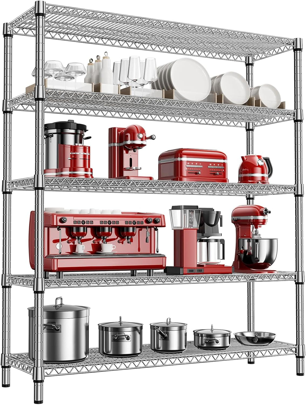 M MZG 2200 Lbs 5 Tier Storage Rack Metal Wire Shelving Unit, Storage Standing