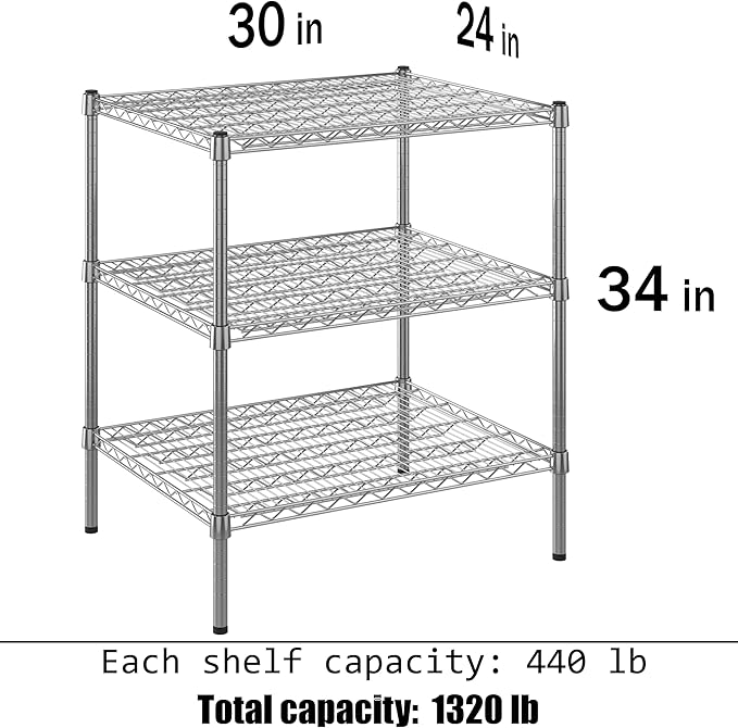Regal Altair 24" Deep x 30" Wide x 34" Height Wire Shelving Kit | 3-Tier | NSF - Image 3