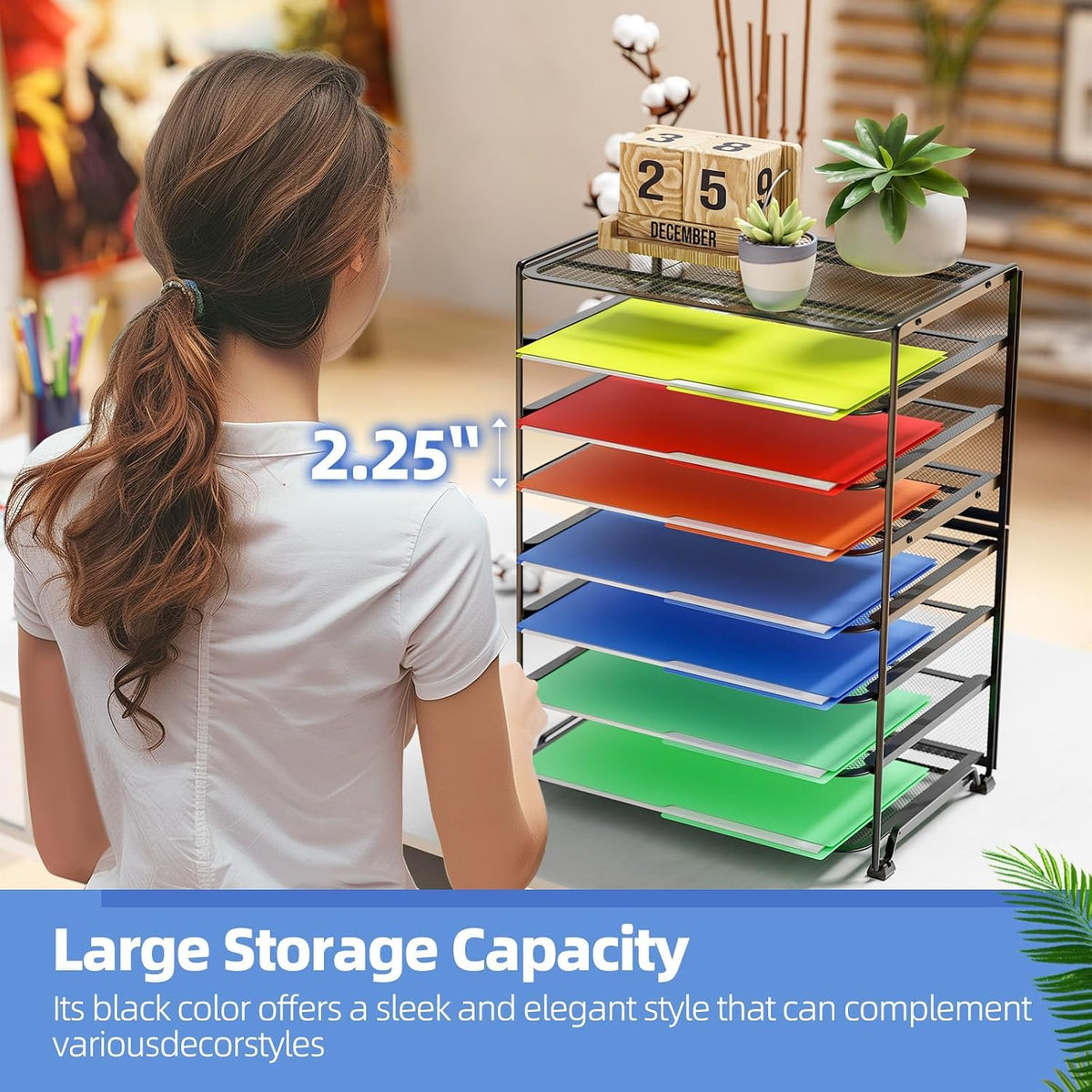 Simple Trending 2 Pack 8 Tier Letter Tray Paper - Mesh Desk File Organizer fo...