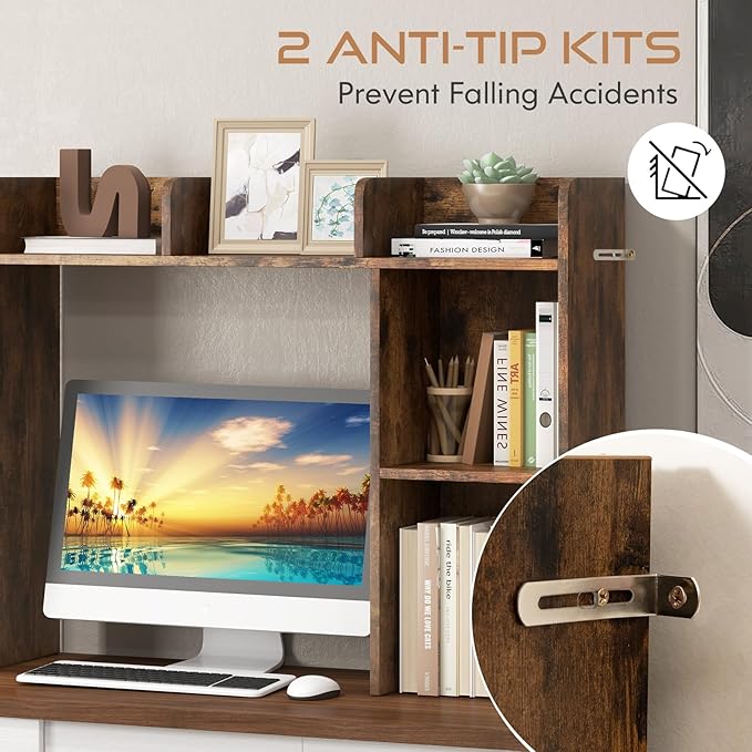 Tangkula Desktop Bookshelf, Countertop Storage Hutch - Image 6