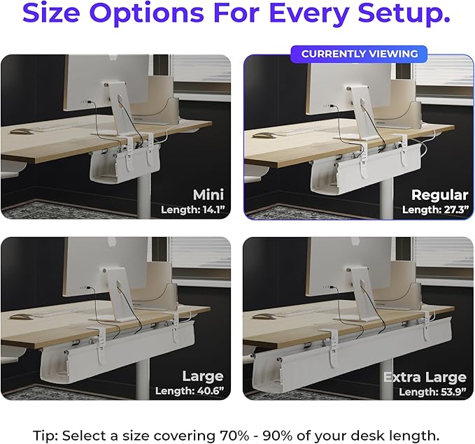 Ascrono Original No Drill Under Desk Cable Management Tray 27.3" - Image 4