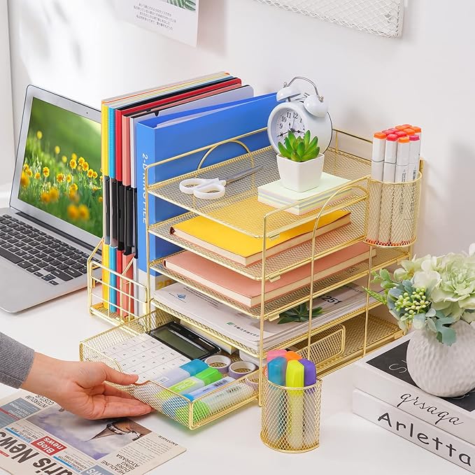 Marbrasse Rose Gold Desk Organizer - Image 5