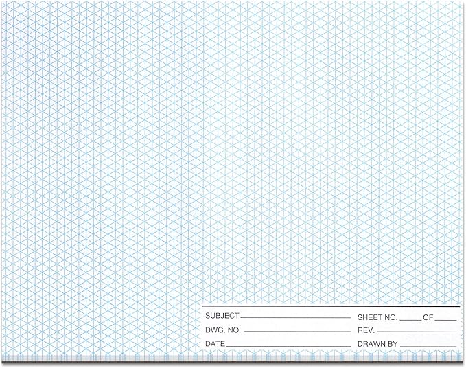 1 Pack 50 Sheets 8.5" x 11" Isometric Graph Paper Pad Landscape by gisgfim