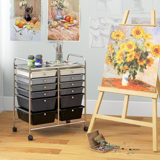 Giantex 12 Drawer Rolling Storage Cart Tools Scrapbook Paper Office School - Image 4