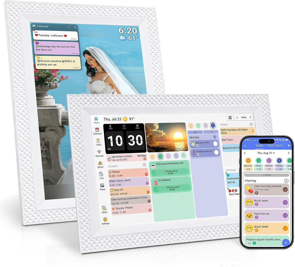 10.1" Digital Calendar Touchscreen, Family Wall Planner & Picture Frame