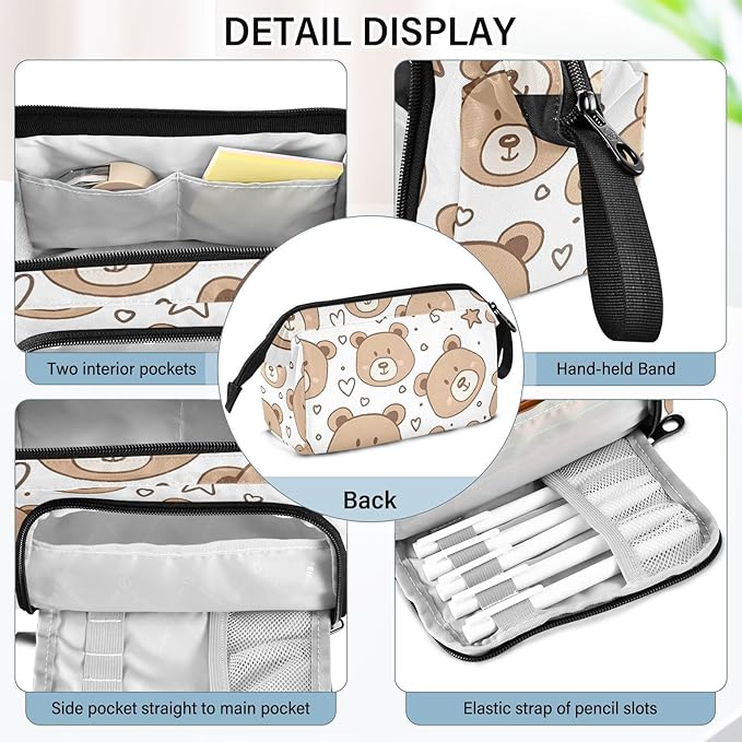 Bolaz Big Capacity Pencil Pen Case Pouch Bag School College Office Organizer - Image 4
