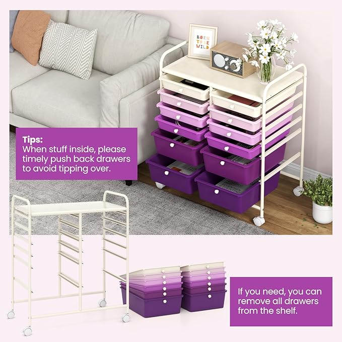 Giantex 12 Drawers Rolling Storage Cart, Classroom Organizers - Image 5