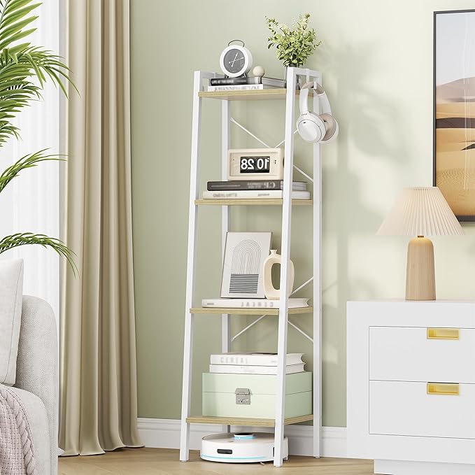 Hzuaneri Ladder Shelf, Bookshelf Bookcase, Freestanding Corner Storage Shelve by Hzuaneri