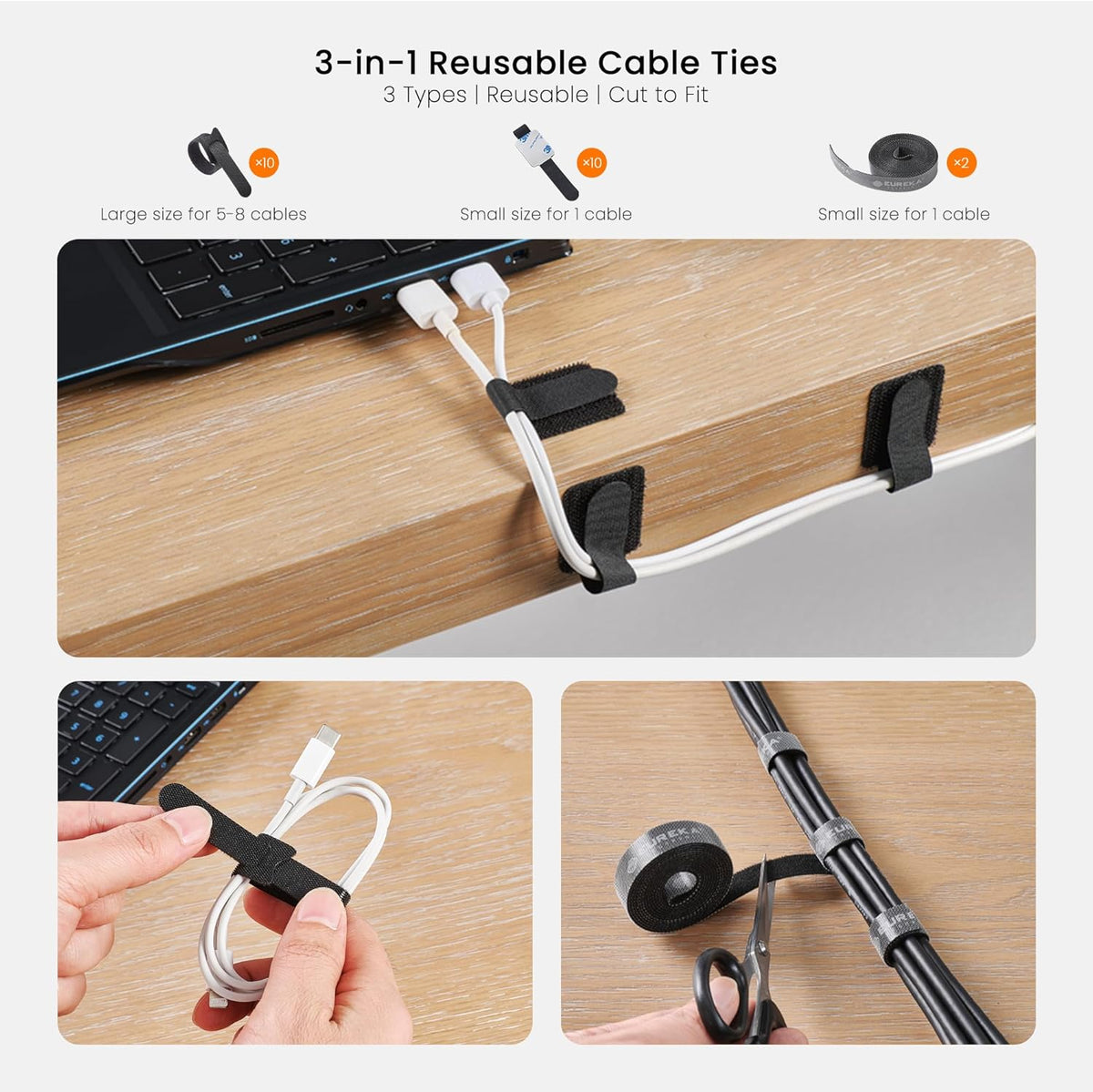 EUREKA ERGONOMIC 316PCS Under Desk Metal Cable Kit, Black