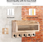 Nekon Mail and Key Holder for Wall Decorative, 11 Inch Wooden Wall Key Organizer - Image 7
