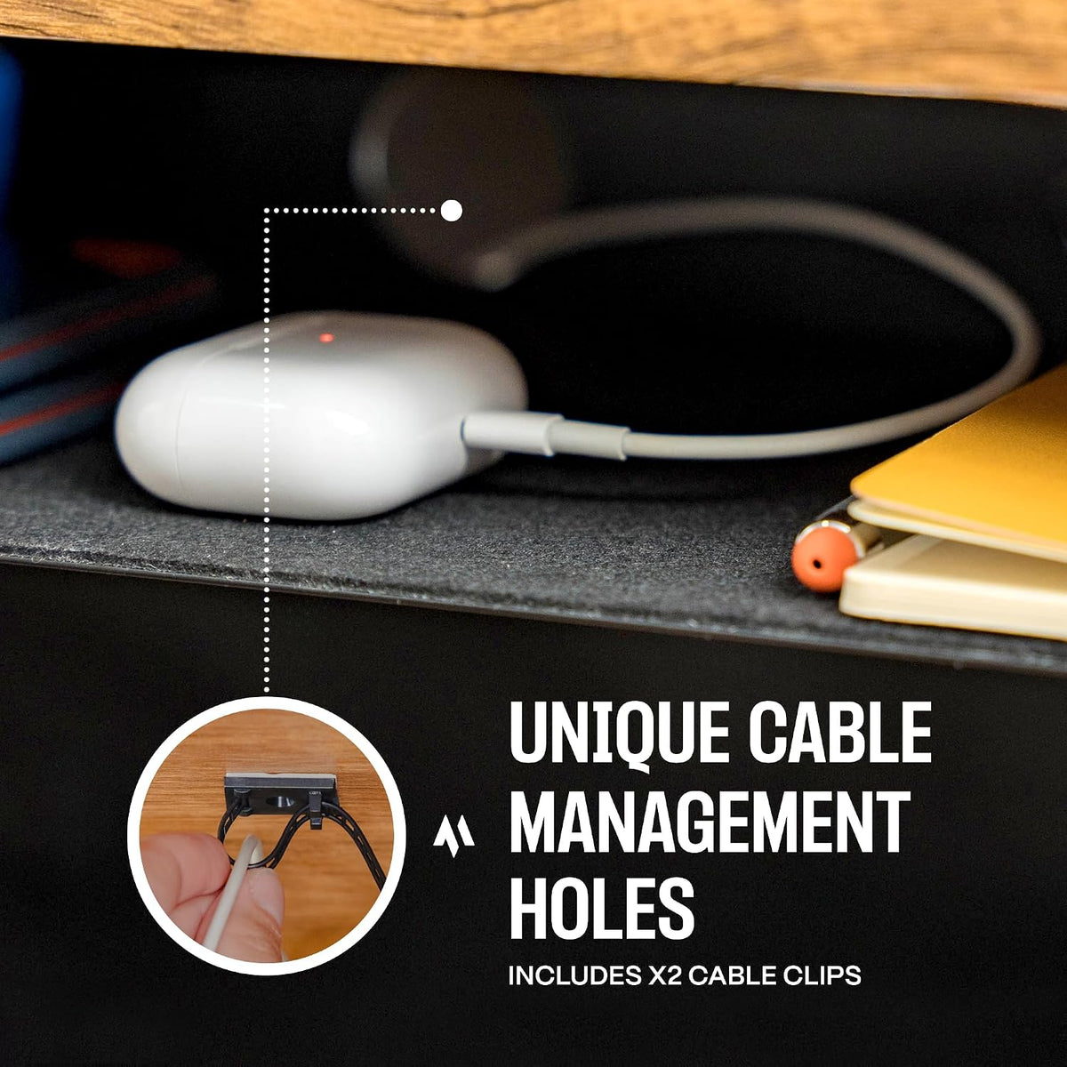 COREMINDED Under Desk Storage Shelf - Carbon Steel Under Desk Tray with Cable...