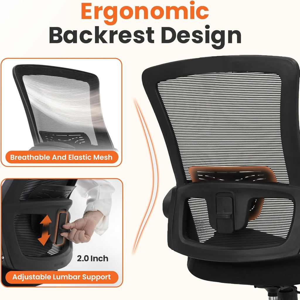 neo chair office desk chair high back mesh, close-up detail