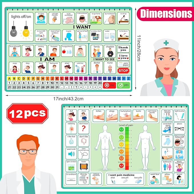 Geyoga 12 Pcs Nonverbal Communication Board, 16.73 x 11.22'' Patient Picture - Image 2