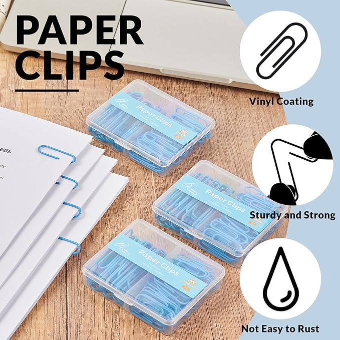 NEEWAY Colorful Paper Clips Assorted Sizes, Small and Large Paperclips - Image 4