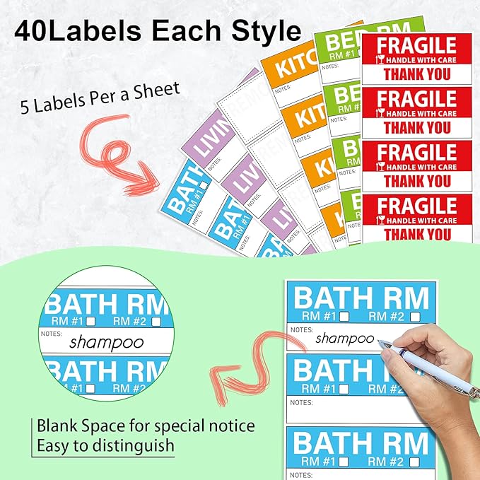 Yoget 42x90mm Large Home Moving Labels - Image 3