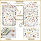 bolimoss 2-in-1 ID Badge Holder & Lanyard Wallet, Cute Florals Leather ID Badge - Image 2
