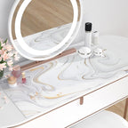 QIYI White Mouse Pad, Cute Marble Large Desk Mat, PU Leather Desk Protector - Image 6