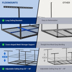 fleximounts 4x8 overhead garage ceiling storage rack organization showing dimensions