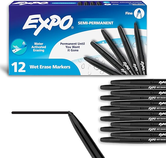 EXPO Wet Erase Markers, Semi-Permanent, Fine Tip, Organizing by EXPO