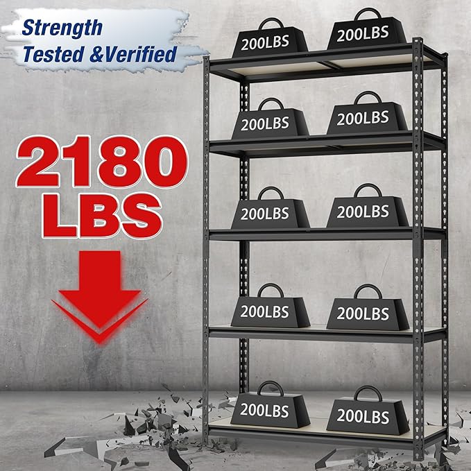 WORKPRO 5-Tier Storage Shelf, for Basement, 35.4”Wx11.8”Dx72”H - Image 3
