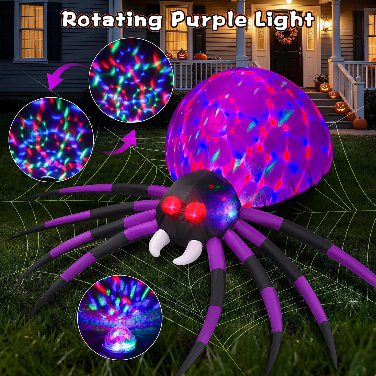 6 FT Halloween Inflatable Spider Outdoor Decoration with Bright LED Lights
