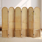 Asnefeli 6 Panels Room Divider, Folding Privacy Screen, Foldable Wood Rattan - Image 8