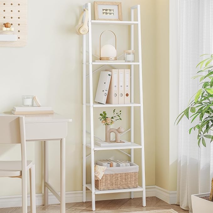Hzuaneri Ladder Shelf, Bookshelf Bookcase, Freestanding Corner Storage Shelve by Hzuaneri