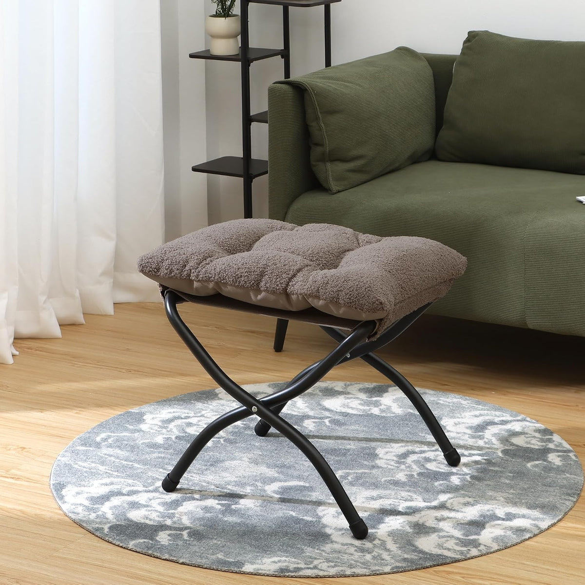 15"(H) Folding Ottoman, Foldable Footrest Stool, Portable Small Foot Sto...