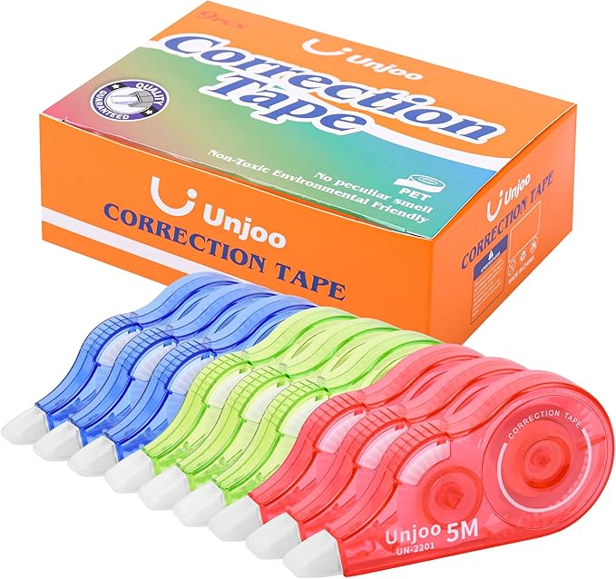 Unjoo White Correction Tape, Fast Clean Tear-Resistant Tape by Unjoo