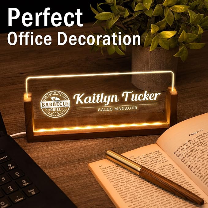 Desk Name Plate Personalized, Custom Office Light Up Name Plate - Image 3