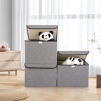Bagnizer Large 22 Quart Linen Fabric Foldable Storage Bin Cube Organizer Basket - Image 7
