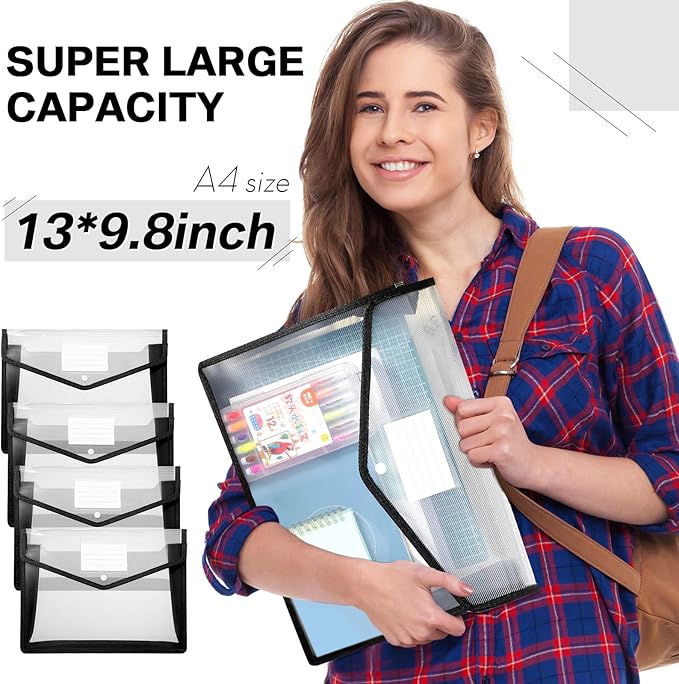 10 Pieces Plastic File Folders Envelope Expanding File Wallet Organizer - Image 6