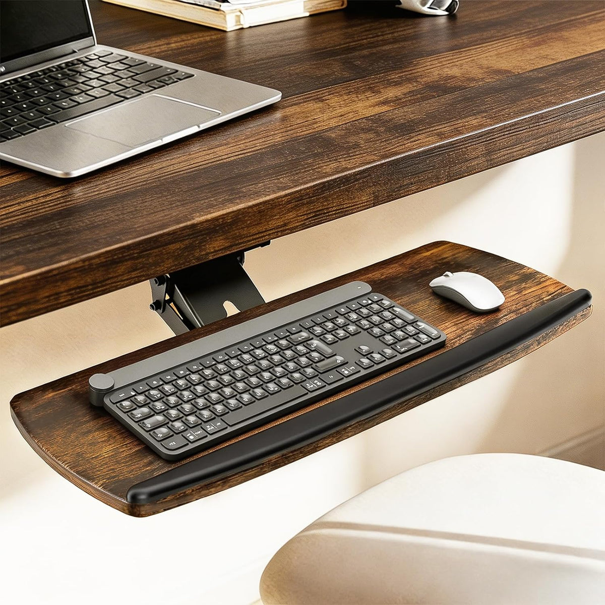 AX WABER Keyboard Tray Under Desk with Storage Drawer, Height Adjustable Keyb...