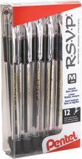 Pentel RSVP Ballpoint Pen, (1.0mm), Medium Line, Black Ink,(BK91PC12A) 12 Count (Pack of 12)