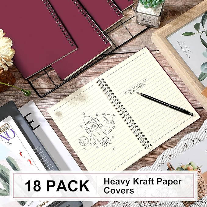 Yahenda 18 Pcs Spiral Notebook Bulk A5 Journal Lined 8.3'' x 5.5'' Writing - Image 4
